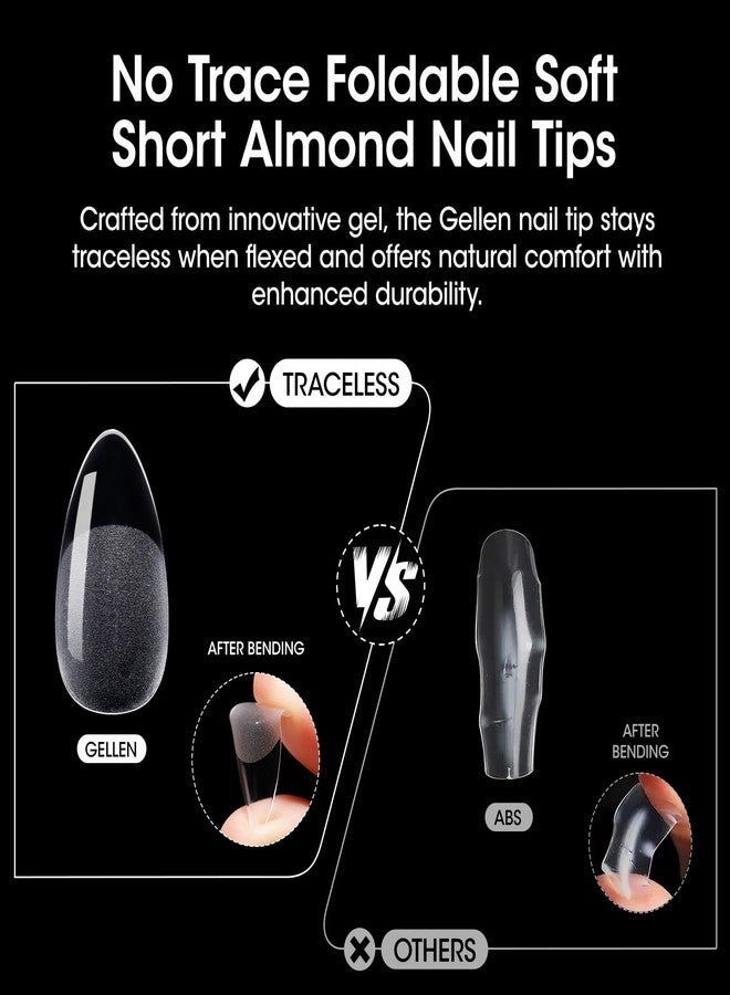 Gellen 504PCS Short Almond Gel Nail Tips – Half Matte Full Cover Acrylic, Extra Short Soft Gel Press On Nails, Soft Pre-Shaped False Nails for DIY & Salon - Image 5